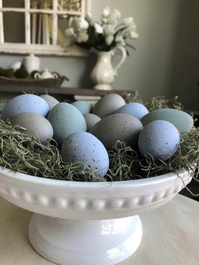 Realistic speckled Easter eggs. 