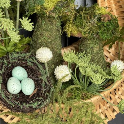 Unique DIY Mushroom Wreath In a Thrifted Basket