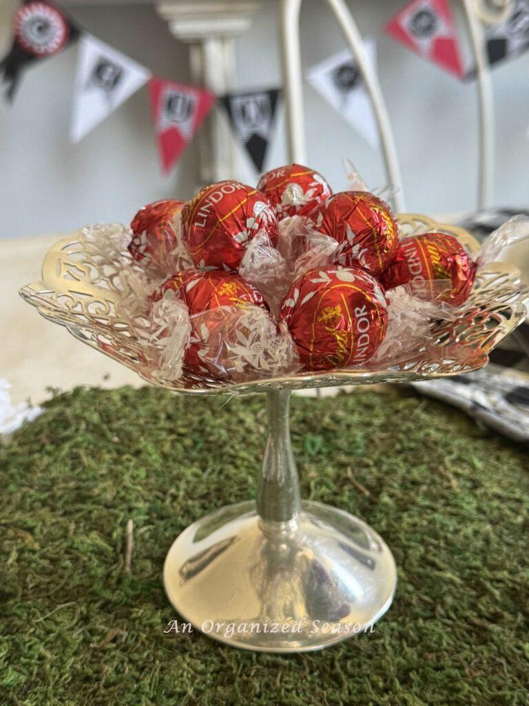Kentucky Derby Party Idea #6- use silver bowls to hold candy.