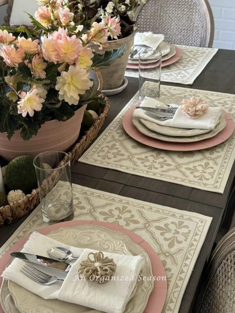 Mother's Day table decor idea two is to choose placemats. These have a hidden Mickey design. 