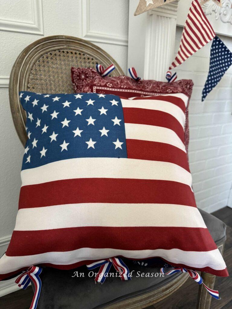 American flag pillow. 
