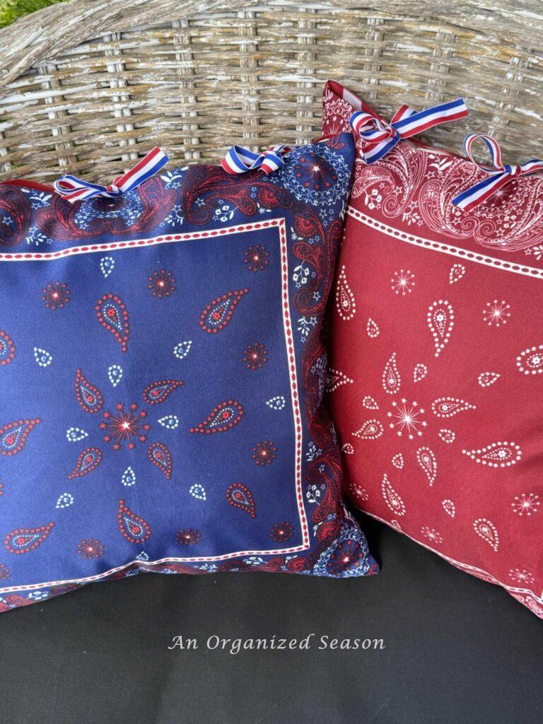 Patriotic bandana pillows. 