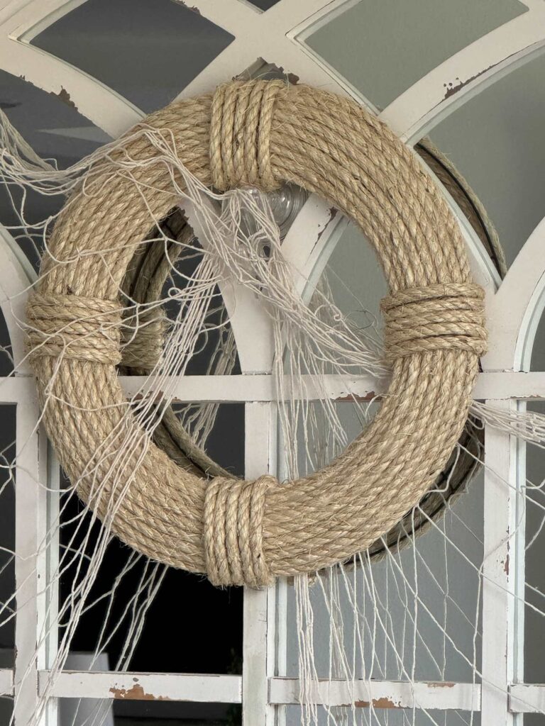DIY nautical rope wreath.