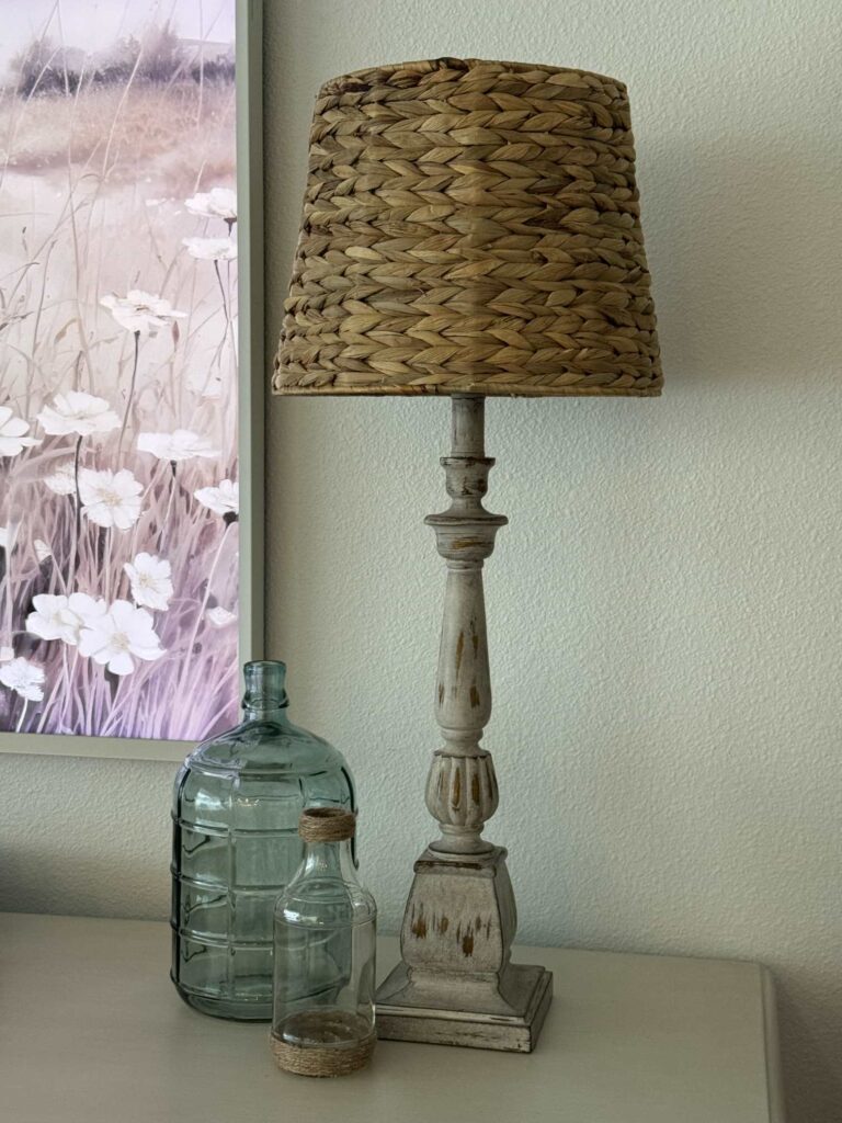 A rattan shade on a lamp is perfect for summer home decor. 