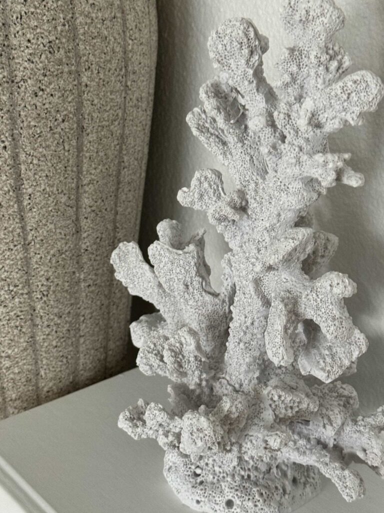 A white coral figurine is perfect home decor for summer. 