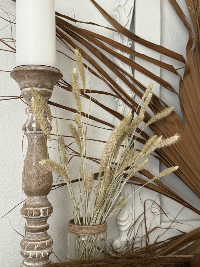 Wheat in a glass vase. 