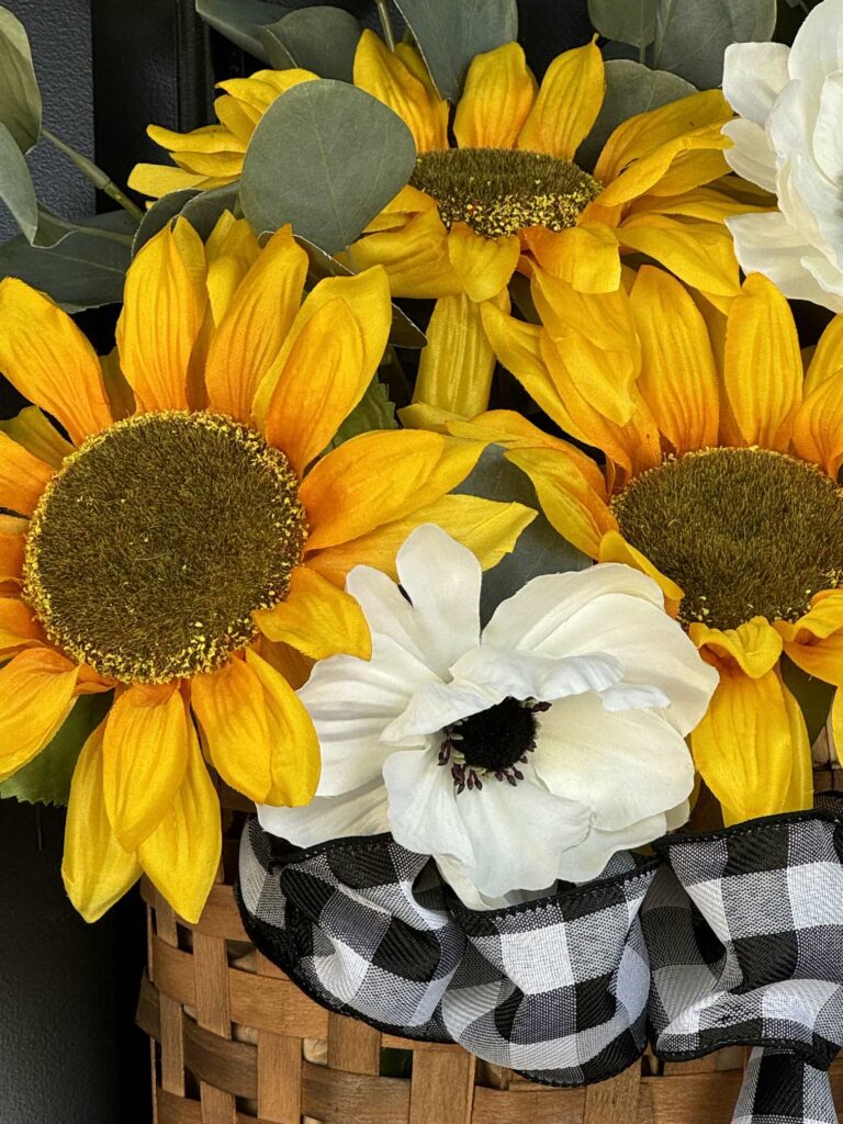 Sunflowers in a basket.