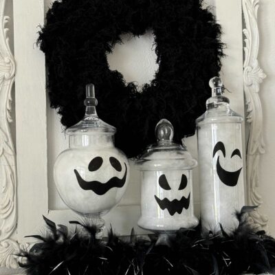 Simple DIY Halloween Ghost Apothecary Jars