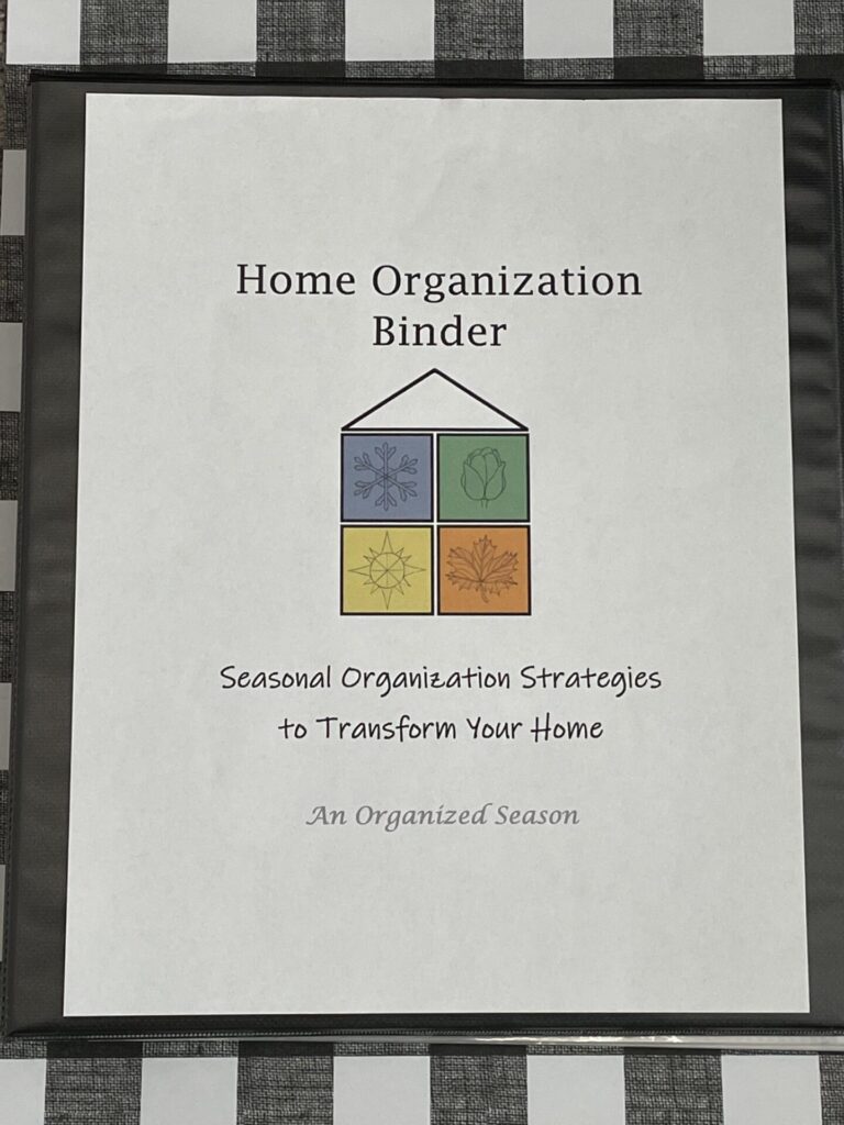 A binder to use during the home organization challenge. 