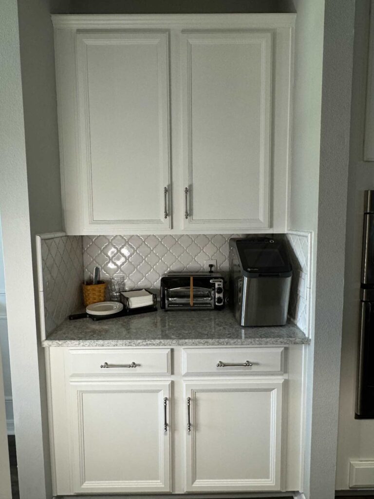 An organized butler's pantry. 