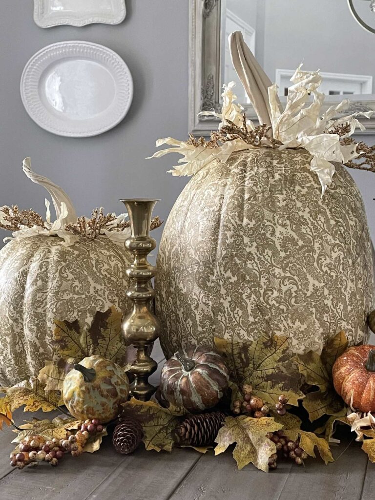 Decoupage pumpkins.