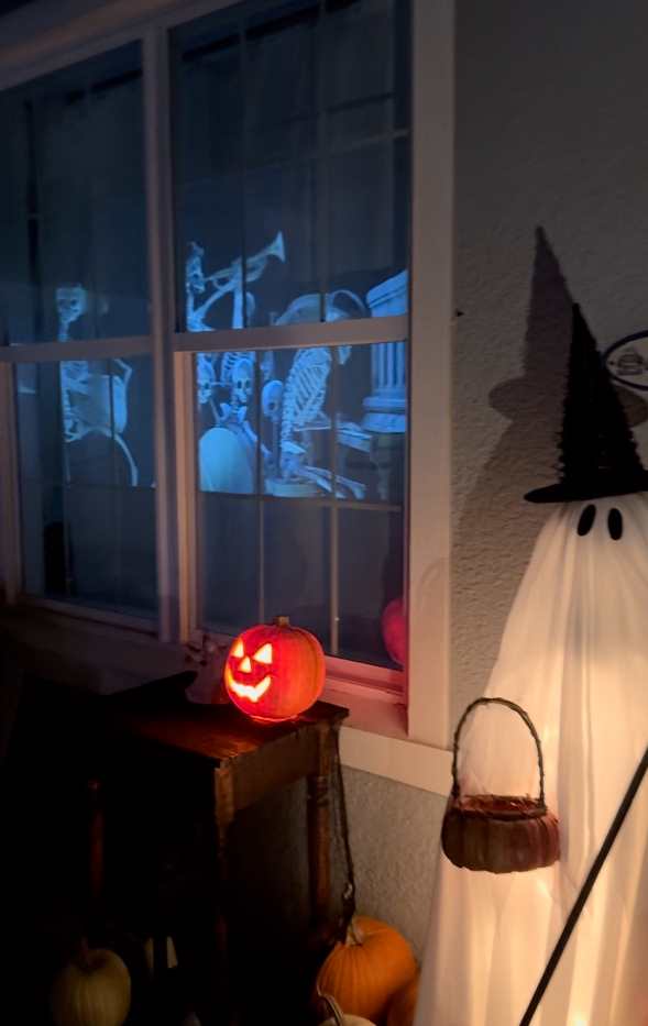 A Halloween porch. 