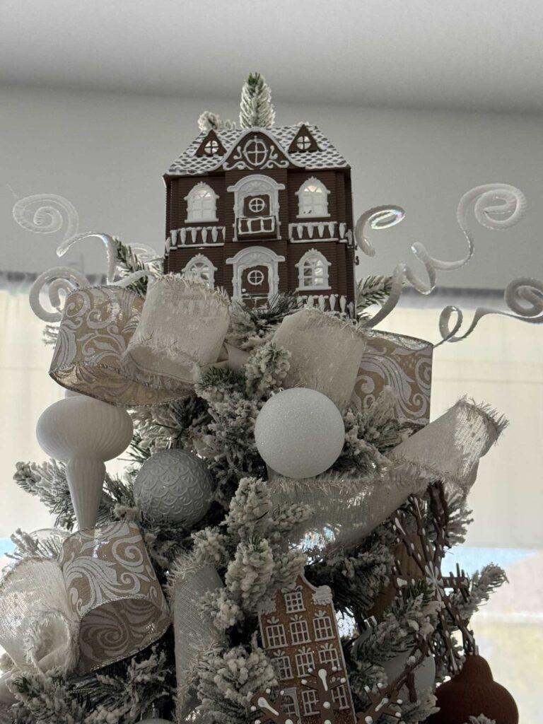 A gingerbread tree topper is a great Dollar Tree Christmas DIY idea. 