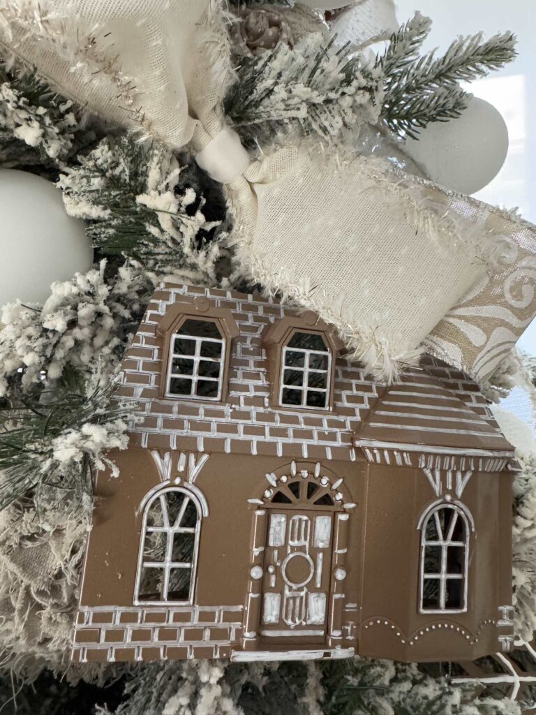 DIY Dollar Tree house turned into a gingerbread house. 