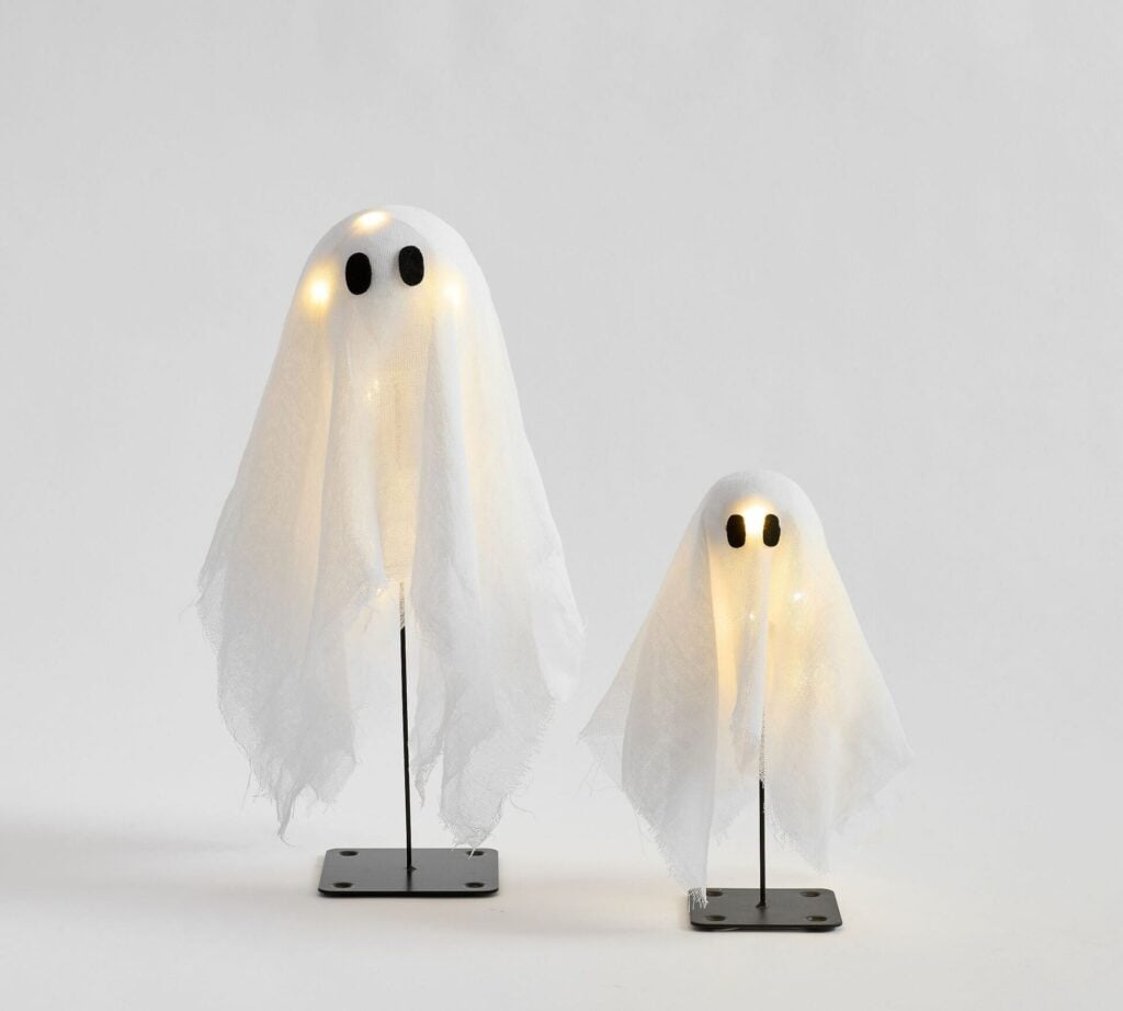 Set of tabletop lit ghosts from the Pottery Barn website.