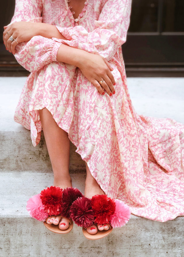 DIY pom pom sandals would be a fun gift for Mother's Day.