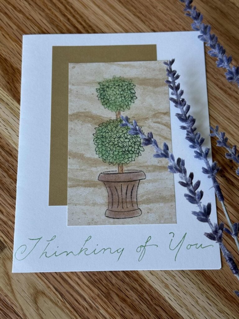 A handmade "thinking of you" card. 